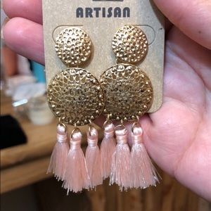 Peach tassel earrings